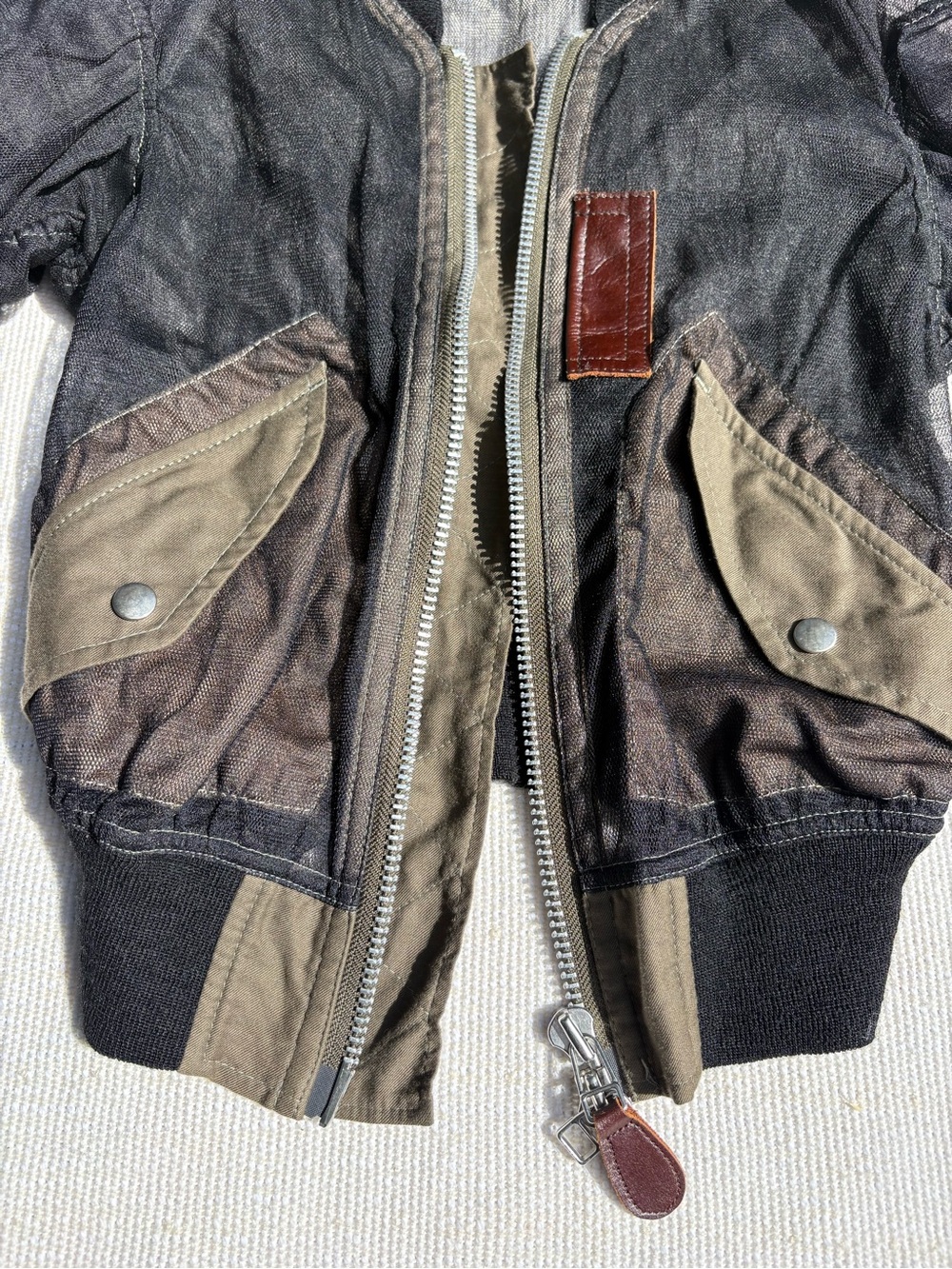 Junya Watanabe for Comme des Garcons Black & Olive Tulle Bomber Jacket - Picture 6 of 14
